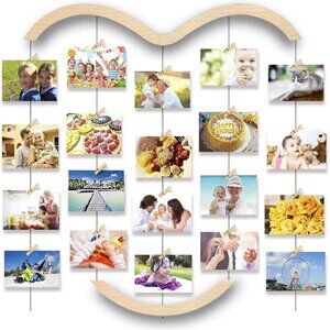 New Wood Picture Frame Collage with 30 Clips